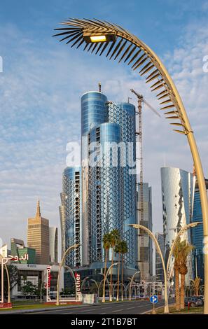 Corniche Park Towers aka QIMC Tower, Doha, Qatar Stock Photo