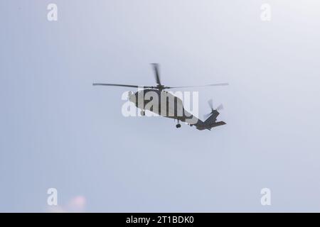 Madrid, Madrid, Spain. 12th Oct, 2023. October 12, 2023 - Madrid, Spain: Air parade of the armed forces for the Spain's National Day (Columbus Day) in Madrid, Spain. (Credit Image: © Alvaro Laguna/Pacific Press via ZUMA Press Wire) EDITORIAL USAGE ONLY! Not for Commercial USAGE! Stock Photo