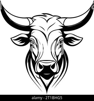 Vector image of a bull head on a white background. Wild animal. Stock Vector