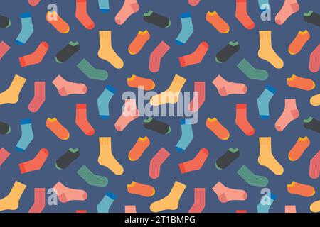 seamless pattern with colorful socks; great for wrapping paper, wallpaper, fabric, greeting card- vector illustration Stock Vector