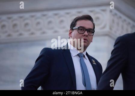 United States Representative George Santos Republican of New York at a vigil for Israel on the House Steps of the Capitol on Thursday, October 12, 2023. The vigil had a bipartisan turnout and included a moment of silence and comments and prayers from multiple Representatives. Copyright: xAnnabellexGordonx/xCNPx/MediaPunchx Credit: Imago/Alamy Live News Stock Photo