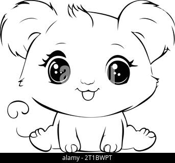 Cute Cartoon Koala. Vector Illustration for Coloring Book Stock Vector