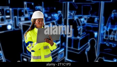 Factory Engineer In Helmet Checking Industrial Facility Stock Photo