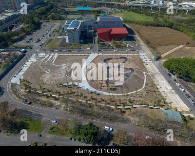 Aerial view of Sanxia District in New Taipei City, Taiwan. National Taipei University (NTPU) located here. Stock Photo