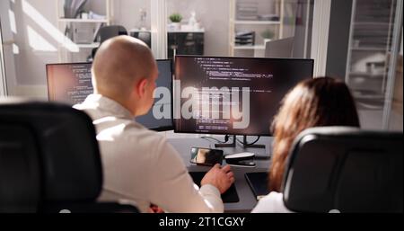 Agile Pair Programming And Extreme Coding. Business Software Stock Photo