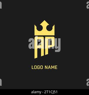 Monogram AP logo shield crown shape, elegant and luxury initial logo style vector graphic Stock Vector