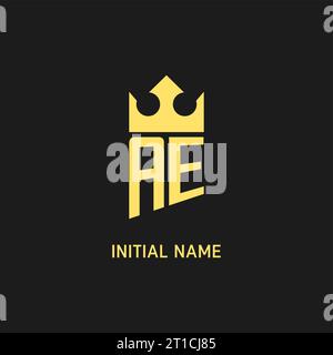 Monogram AE logo shield crown shape, elegant and luxury initial logo style vector graphic Stock Vector