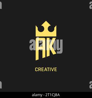 Monogram AK logo shield crown shape, elegant and luxury initial logo style vector graphic Stock Vector