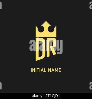 Monogram DR logo shield crown shape, elegant and luxury initial logo style vector graphic Stock Vector