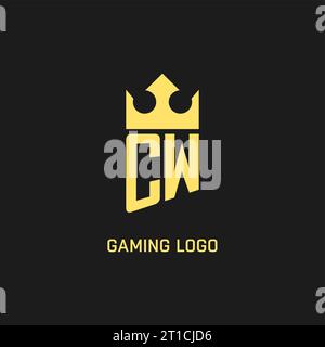 Monogram CW logo shield crown shape, elegant and luxury initial logo style vector graphic Stock Vector