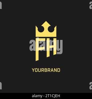 Monogram FH logo shield crown shape, elegant and luxury initial logo style vector graphic Stock Vector
