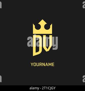 Monogram DV logo shield crown shape, elegant and luxury initial logo style vector graphic Stock Vector