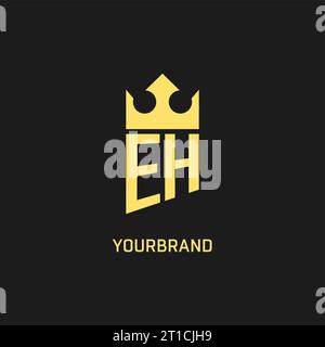 Monogram EH logo shield crown shape, elegant and luxury initial logo style vector graphic Stock Vector