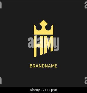 Monogram HM logo shield crown shape, elegant and luxury initial logo style vector graphic Stock Vector