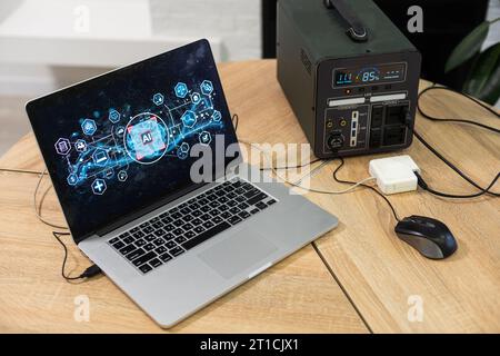 portable charging station charges gadgets Stock Photo