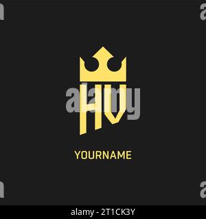 Monogram HV logo shield crown shape, elegant and luxury initial logo style vector graphic Stock Vector