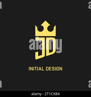 Monogram JD logo shield crown shape, elegant and luxury initial logo style vector graphic Stock Vector
