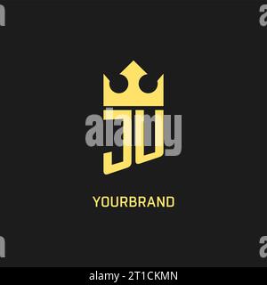 Monogram JU logo shield crown shape, elegant and luxury initial logo style vector graphic Stock Vector
