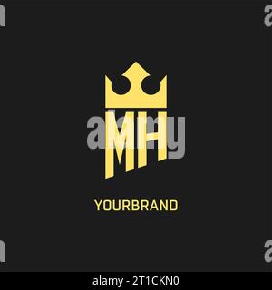 Monogram MH logo shield crown shape, elegant and luxury initial logo style vector graphic Stock Vector