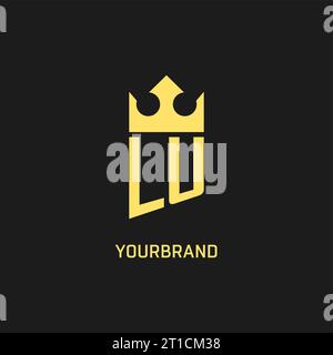Monogram LU logo shield crown shape, elegant and luxury initial logo style vector graphic Stock Vector