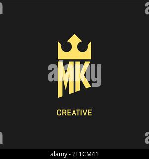 Monogram MK logo shield crown shape, elegant and luxury initial logo style vector graphic Stock Vector