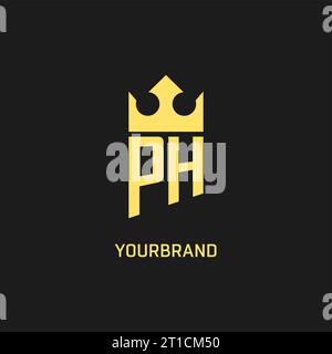 Monogram PH logo shield crown shape, elegant and luxury initial logo style vector graphic Stock Vector