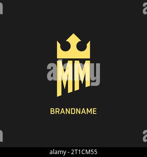 Monogram MM logo shield crown shape, elegant and luxury initial logo style vector graphic Stock Vector