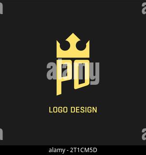 Monogram PO logo shield crown shape, elegant and luxury initial logo style vector graphic Stock Vector