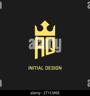 Monogram AQ logo shield crown shape, elegant and luxury initial logo style vector graphic Stock Vector