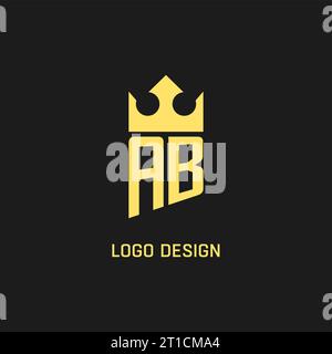 Monogram AB logo shield crown shape, elegant and luxury initial logo style vector graphic Stock Vector