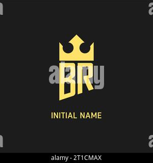 Monogram BR logo shield crown shape, elegant and luxury initial logo style vector graphic Stock Vector