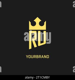 Monogram RU logo shield crown shape, elegant and luxury initial logo style vector graphic Stock Vector