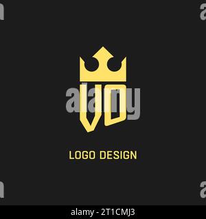VO monogram logo initial with crown and shield guard shape style vector ...