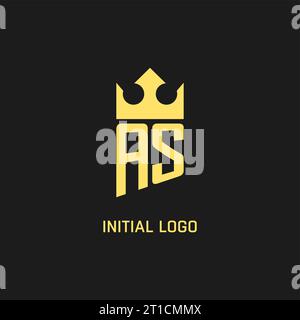 Monogram AS logo shield crown shape, elegant and luxury initial logo style vector graphic Stock Vector
