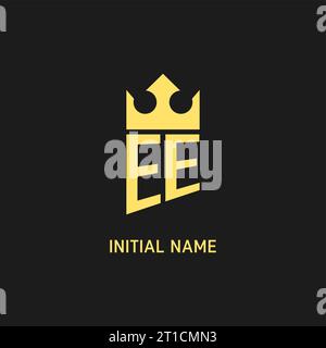 Monogram EE logo shield crown shape, elegant and luxury initial logo style vector graphic Stock Vector