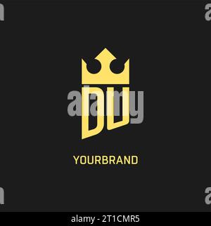 Monogram DU logo shield crown shape, elegant and luxury initial logo style vector graphic Stock Vector