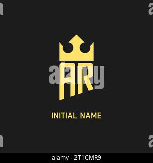 Monogram AR logo shield crown shape, elegant and luxury initial logo style vector graphic Stock Vector