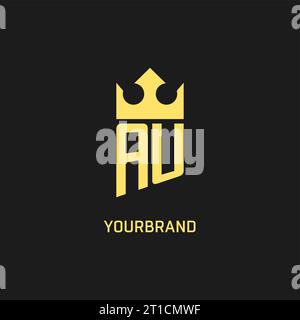 Monogram AU logo shield crown shape, elegant and luxury initial logo style vector graphic Stock Vector