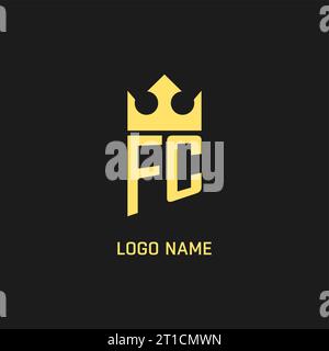 Monogram FC logo shield crown shape, elegant and luxury initial logo style vector graphic Stock Vector