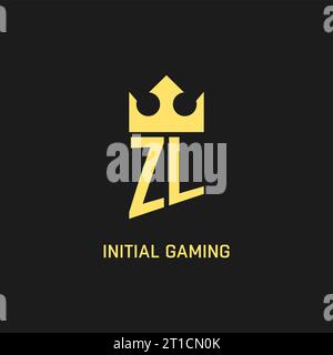 ZL monogram logo initial with crown and shield guard shape style vector ...