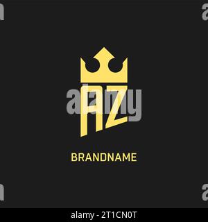 Monogram AZ logo shield crown shape, elegant and luxury initial logo style vector graphic Stock Vector