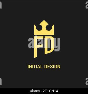 Monogram FD logo shield crown shape, elegant and luxury initial logo style vector graphic Stock Vector