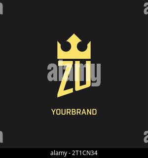 Monogram ZU logo shield crown shape, elegant and luxury initial logo style vector graphic Stock Vector