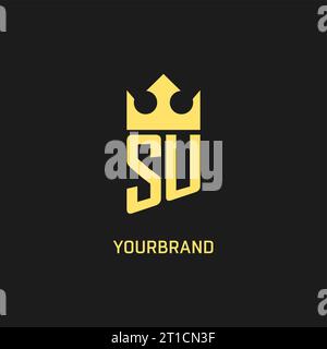 Monogram SU logo shield crown shape, elegant and luxury initial logo style vector graphic Stock Vector