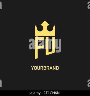 Monogram FU logo shield crown shape, elegant and luxury initial logo style vector graphic Stock Vector