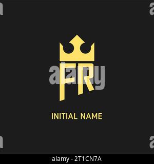 Monogram FR logo shield crown shape, elegant and luxury initial logo style vector graphic Stock Vector