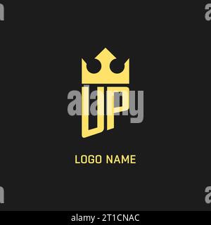 Monogram UP logo shield crown shape, elegant and luxury initial logo style vector graphic Stock Vector