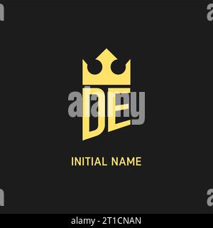 Monogram DE logo shield crown shape, elegant and luxury initial logo style vector graphic Stock Vector