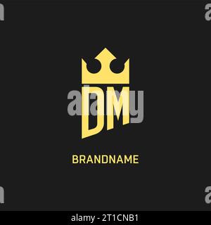 Monogram DM logo shield crown shape, elegant and luxury initial logo style vector graphic Stock Vector