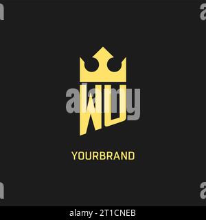 Monogram WU logo shield crown shape, elegant and luxury initial logo style vector graphic Stock Vector